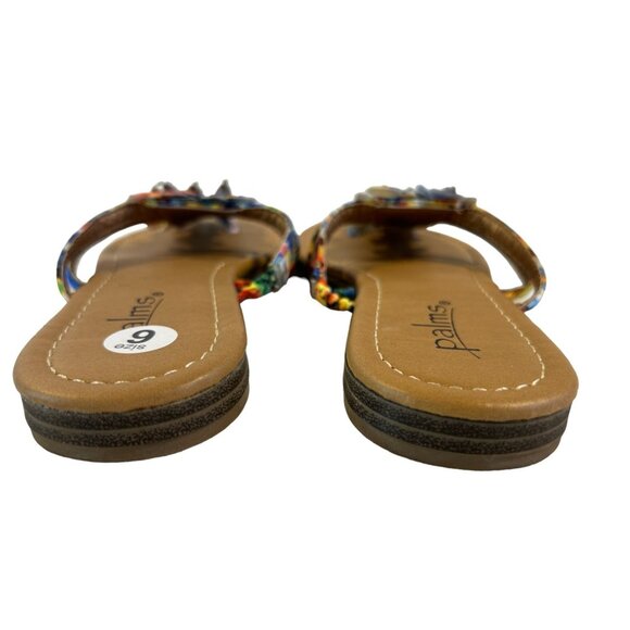 Womens Palms Floral Beaded Sandals Size 6M With Vibrant Multicolor Design - Picture 7 of 7
